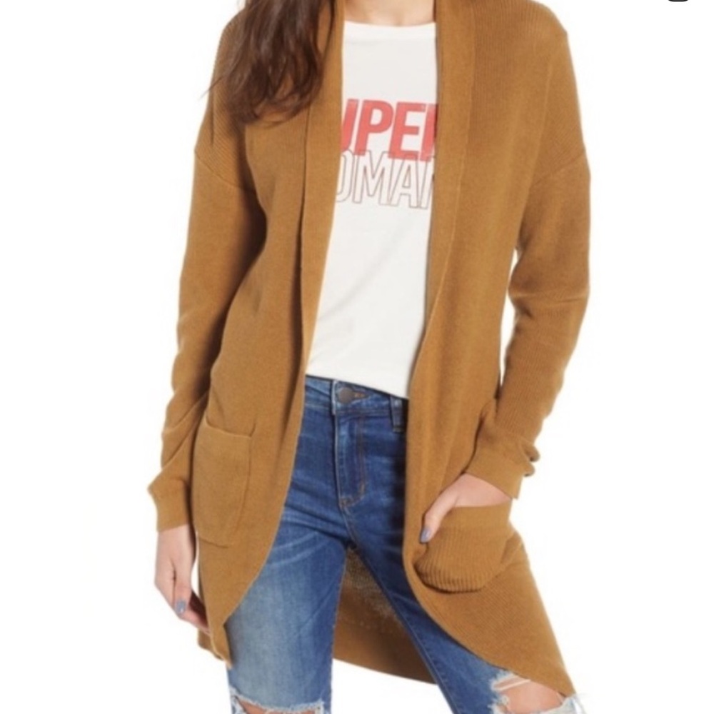 BP Long Camel Cotton Cardigan S